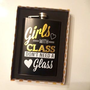 8 oz flask Girls with Class don't need a glass NIB